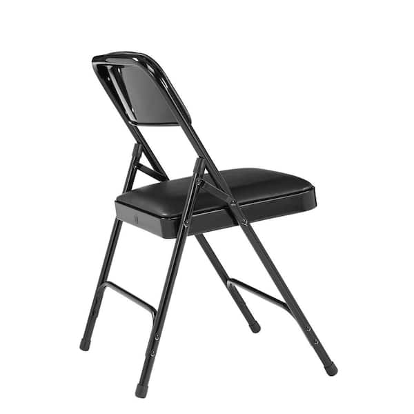 National Public Seating 1210 Black Vinyl Padded Seat Stackable Folding Chair (Set of 4) - 2