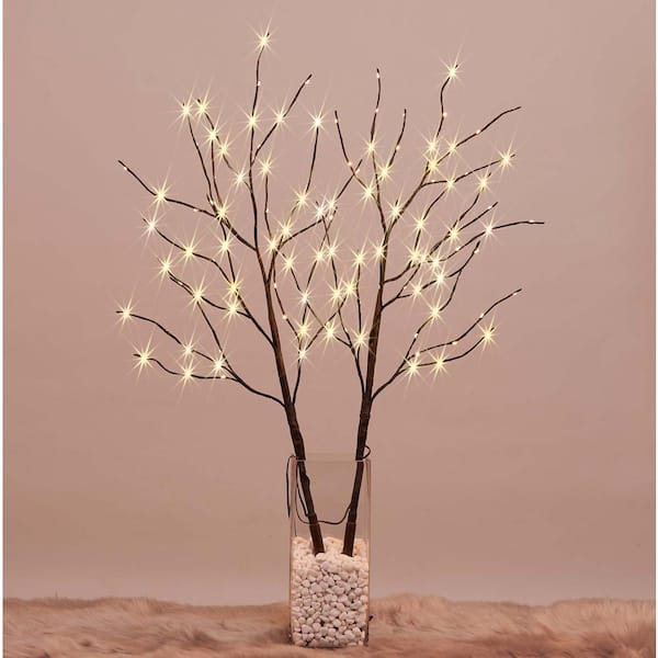 Lightshare Lighted Willow Branch Artificial Christmas Tree 32in. Mini LED PathwayLights for Decoration Indoor Outdoor Sticks Lights