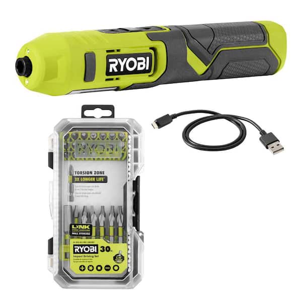 4V Cordless 1/4 in. Screwdriver with Impact Rated Driving Set (30-Piece)