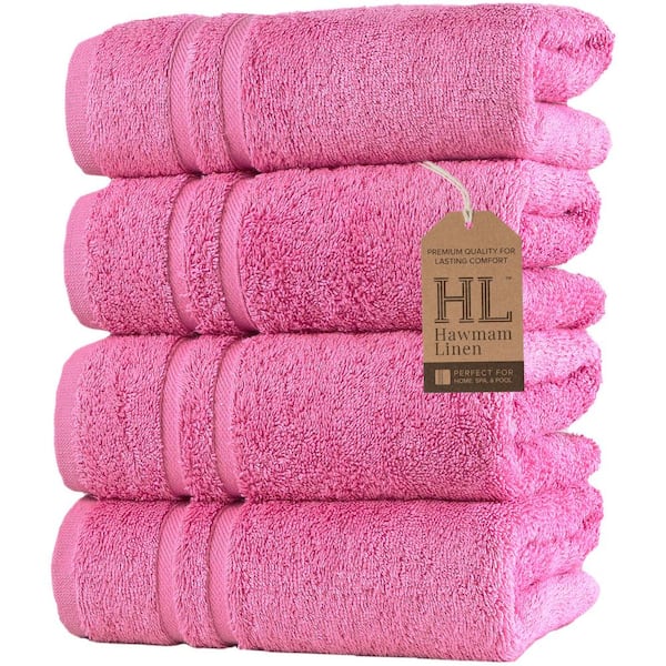 Pink Hand Towels 4-Pack Turkish Cotton Premium Quality Soft and Absorbent Small Towels for Bathroom
