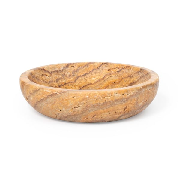 Brown Travertine Shelf and Nook Travertine Decorative Bowls for Home Decor