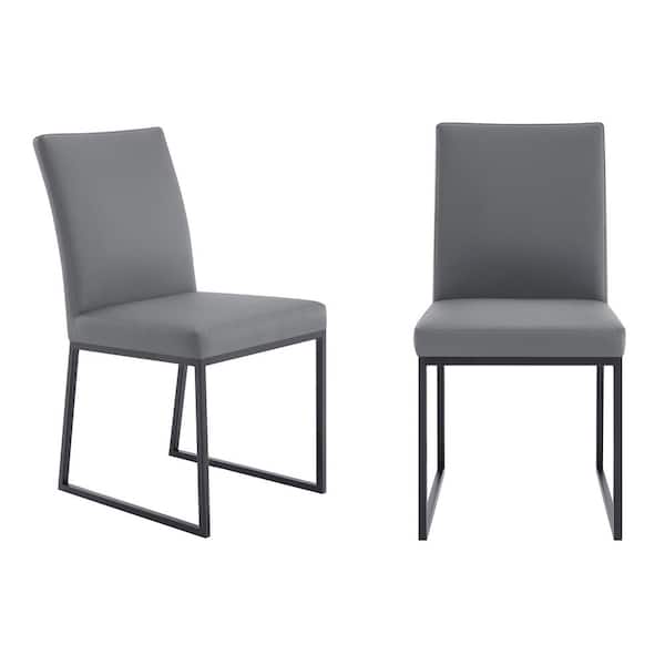 Grey Faux Leather Dining Chair Set, Grey Faux Leather Dining Chairs