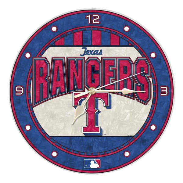 The Memory Company MLB -12 in. Novelty Rangers Art Glass Clock
