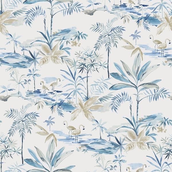 Chesapeake Lagoon Blue Watercolor Paper Strippable Roll Wallpaper (Covers 56.4 sq. ft.)
