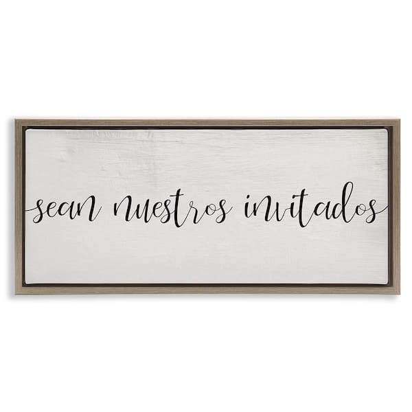 Stupell Industries Be Our Guests Plural by Lil' Rue Brown Floater Frame Typography Graphic Art Print 11 in. x 25 in.