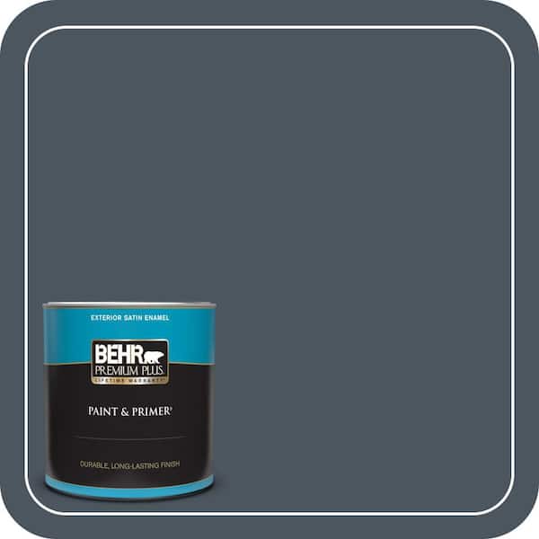 BEHR PREMIUM PLUS 1 qt. #N480-7 Midnight Blue Satin Enamel Exterior Paint & Primer