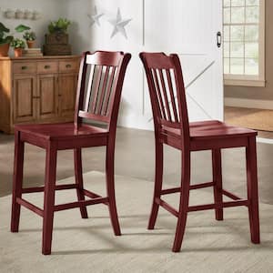 Antique Berry Slat Back Wood Counter Height Chair (Set of 2)