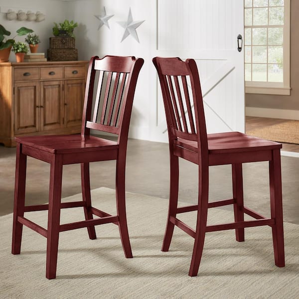 HomeSullivan Antique Berry Slat Back Wood Counter Height Chair (Set of 2)