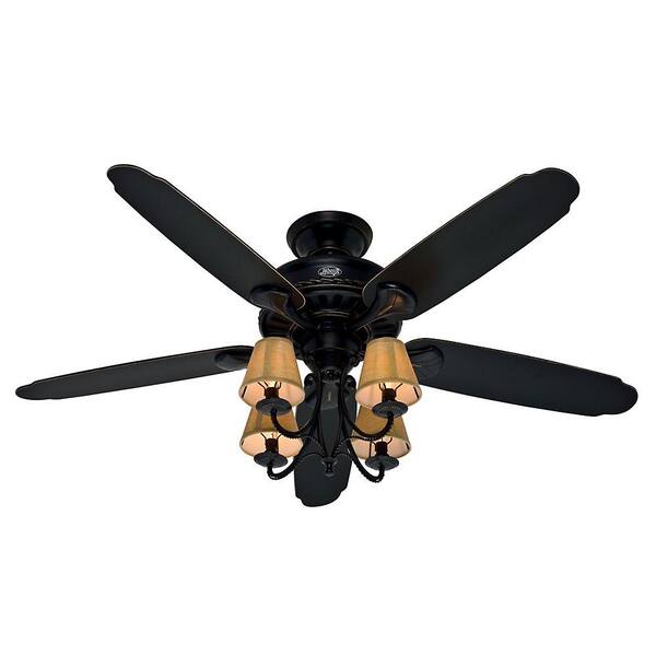 Hunter Cortland 54 in. Indoor Basque Black Ceiling Fan with Light