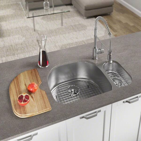 MR Direct Undermount Stainless Steel 32 in. Left Double Bowl Kitchen Sink with Additional Accessories