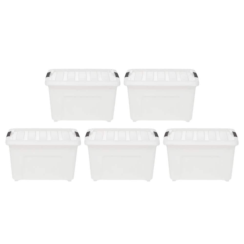 5 Gal Heavy Duty Latching Plastic Storage Bin 4Pc Stackable