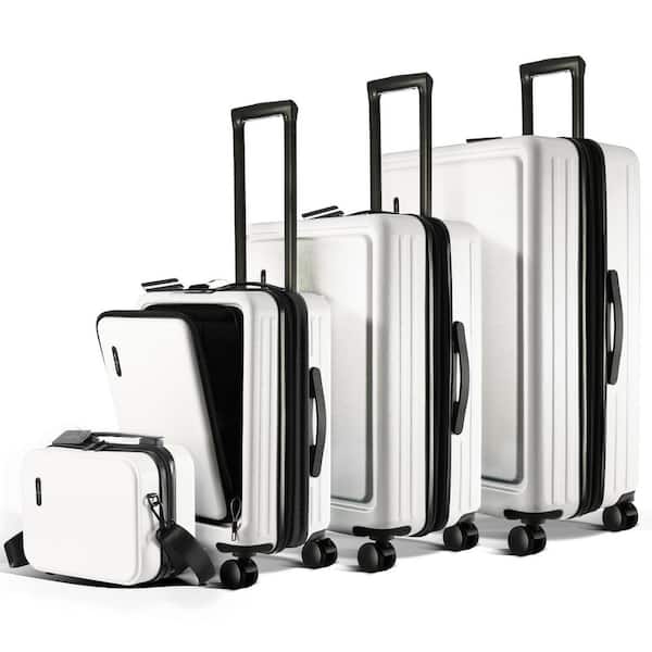 TRAVELARIM 4-Piece White Nested Hard Luggage Set Expandable