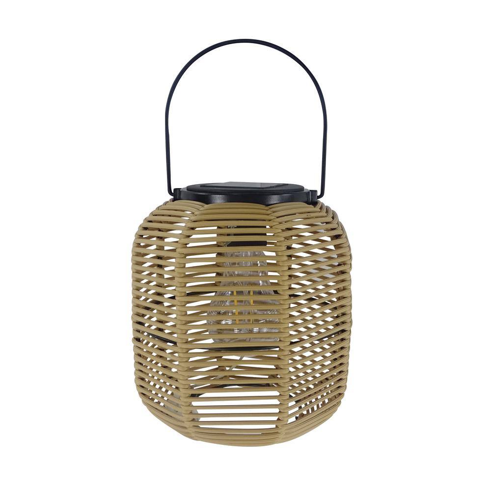 10 in.Yellow Solar Plastic Garden and Patio Outdoor Lantern with LED Light