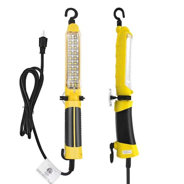120 Volt White Finish LED Trouble Light with Strong Magnet and Double Swivel Hook, Handheld Corded Work Light