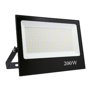 200-Watt Black Outdoor Integrated LED Warm White Thin Flood Light