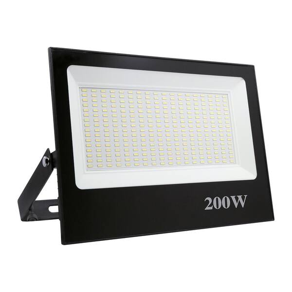 Jushua 200-Watt Black Outdoor White Integrated LED Thin Flood Light