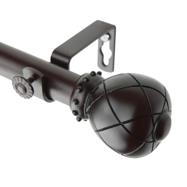 Rod Desyne Supreme 160 in. - 240 in. Adjustable 1 in. Dia Single Curtain Rod in Mahogany