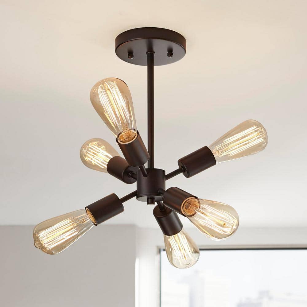 Home Decorators Collection Leonie 6-Light Bronze Sputnik Semi
