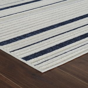 Maise Cream Blue 6 ft. x 9 ft. Modern Abstract Indoor Outdoor Area Rug