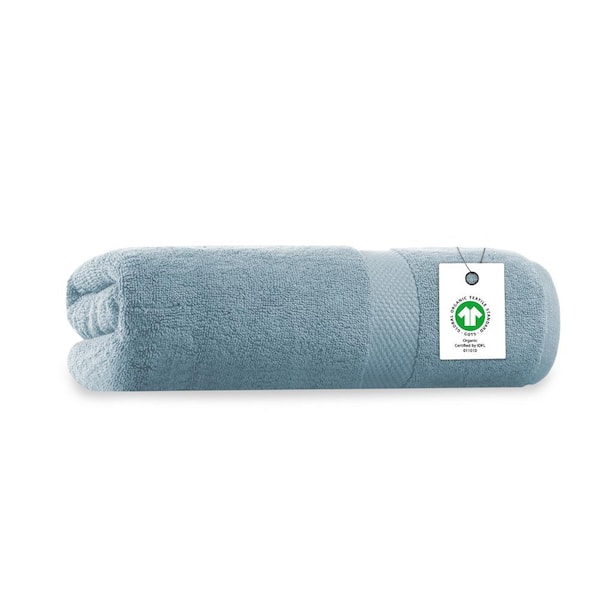 Delara Light Blue Solid 100% Organic Cotton Luxuriously Plush Bath Towels (Set of 1)