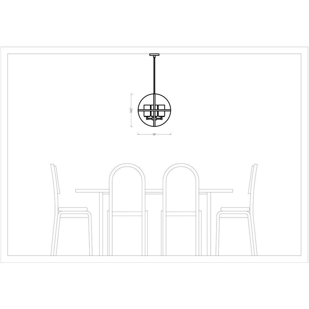Satin Bronze Mini Cage Chandelier with Etched Glass Shades