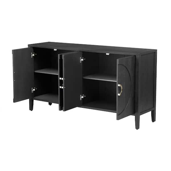 59.8 in. W x 15.7 in. D x 32 in. H Bathroom Black Linen Cabinet