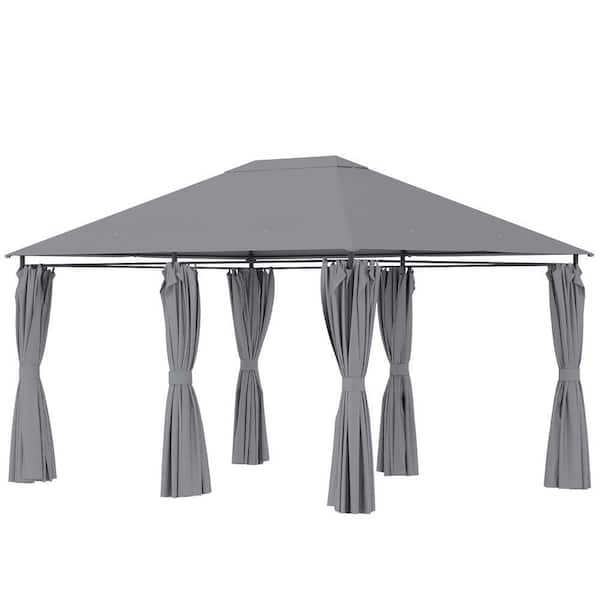 10 ft. x 13 ft. Outdoor Patio Gazebo, Canopy Shelter with 6-Removable Sidewalls and Steel Frame