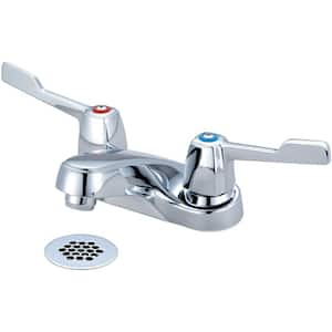 Elite 4 in. Centerset 2-Handle Bathroom Faucet with Grid Drain in Polished Chrome