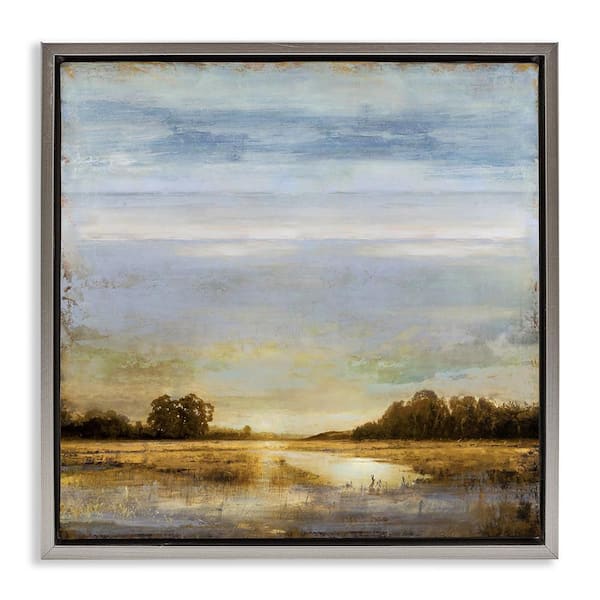 Stupell Industries Sun Reflection Landscape by Chris Donovan Gray Floater Frame Nature Graphic Art Print 25 in. x 25 in.