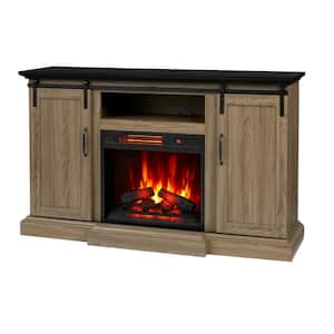 60 in. Freestanding Infrared Media Electric Fireplace in Ash with Black Top