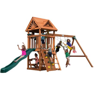 Installed Sky Tower Wood Complete Playset