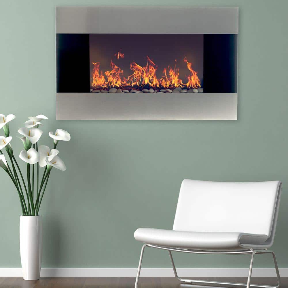 Stainless Steel Electric Fireplace, Wall Mounted Fireplace Electric Fire