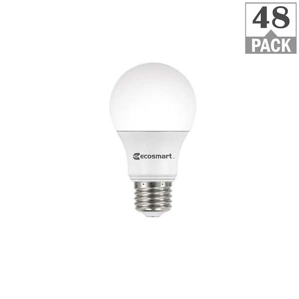EcoSmart 60-Watt Equivalent A19 Dimmable ENERGY STAR LED Light Bulb Soft White (48-Pack)