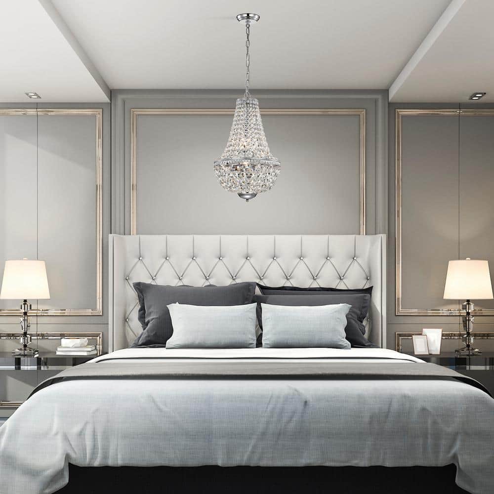 Empire Chrome Crystal 6-Light Candle Chandelier