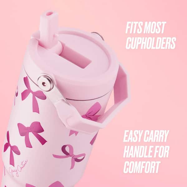 JUICY COUTURE Flip & Sip 30 oz. Tossed Pink Bows Stainless Steel