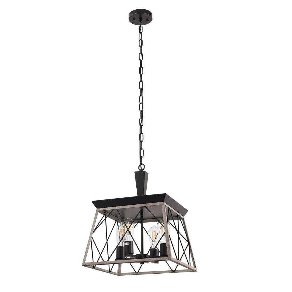 YANSUN 8-Light Black and Gold Modern Geometric Chandeliers