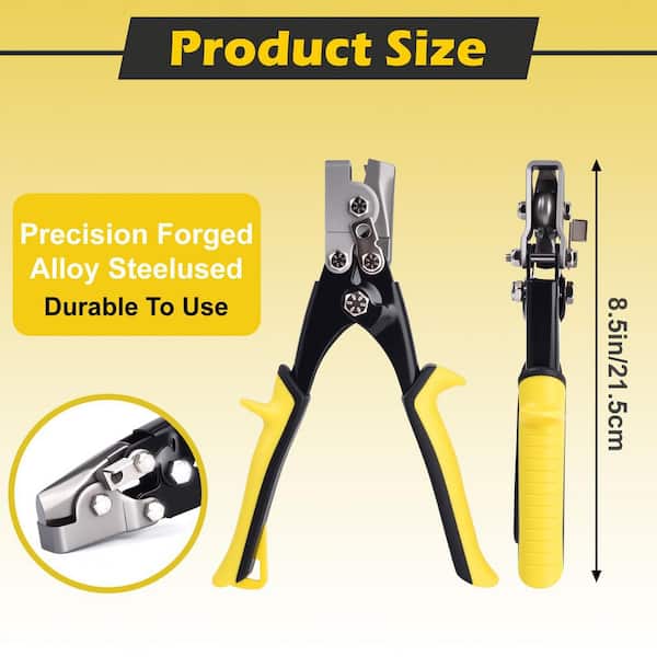 Snap Lock Punch Sheet Metal Notcher – 9” Crimping Tool For Vinyl Siding, Aluminum, Plastic Skirting, 3/8” Throat Depth