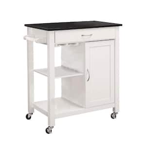 Black and White Kitchen Cart With 4 wheel