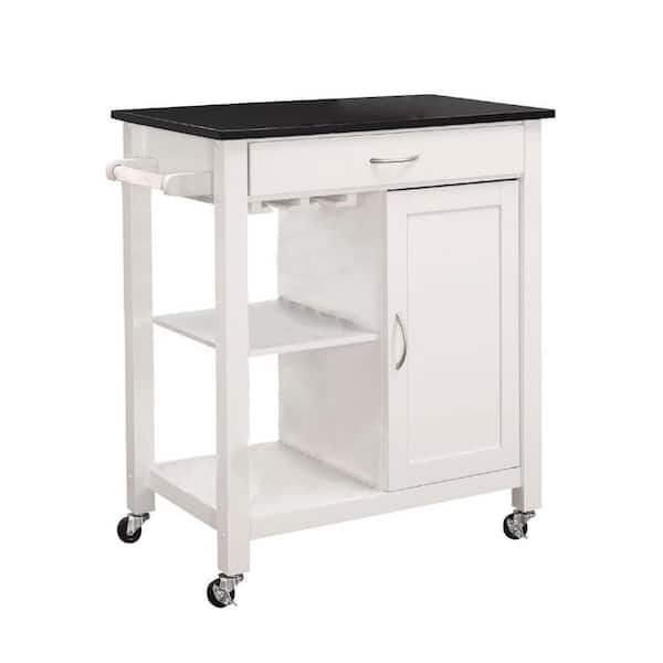 Unbranded Black and White Kitchen Cart With 4 wheel