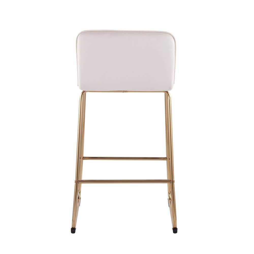 Beyonce 26" Gold Metal and Cream Velvet Modern Counter Stool Set