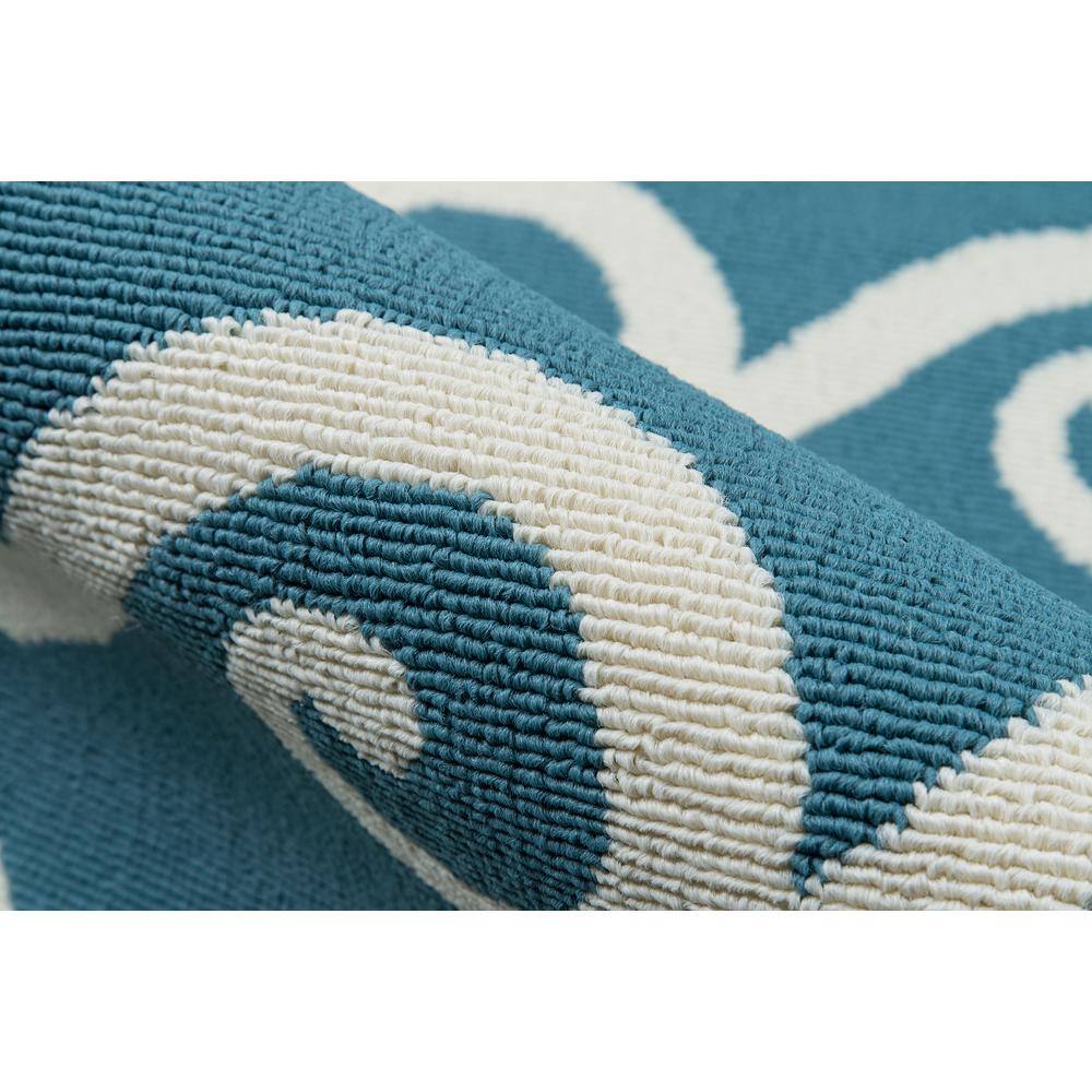 Capri Blue and White Geometric 8'6" x 13' Synthetic Rug