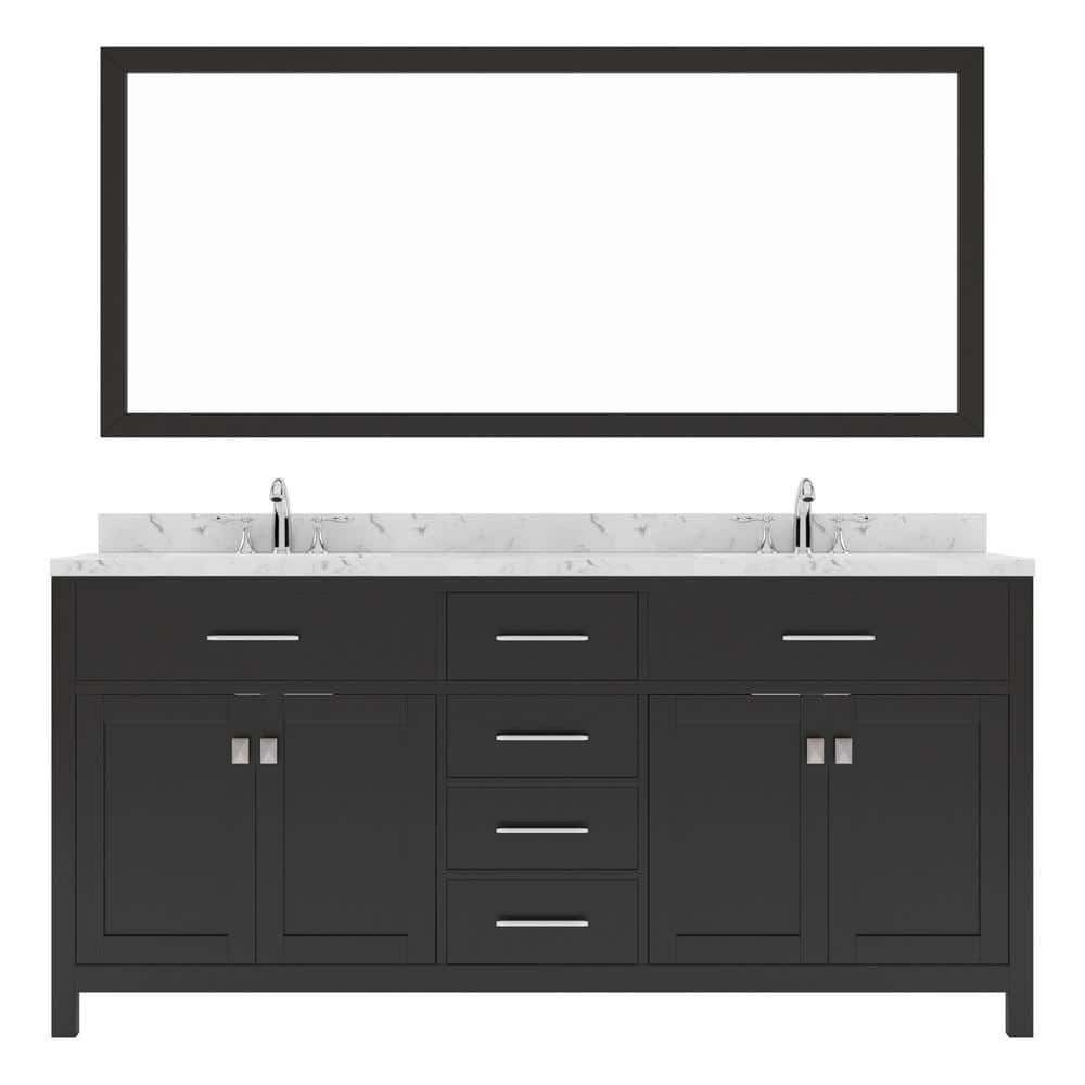 Virtu USA Caroline 72 in. W x 22 in. D x 35 in. H Double Sink Bath