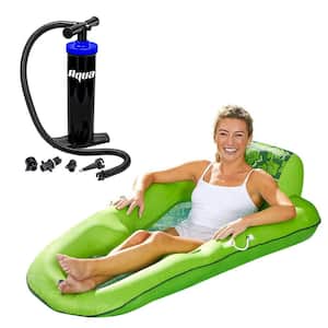 Green Luxury Recliner Swimming Pool Lounge Chair Float with Hand Pump