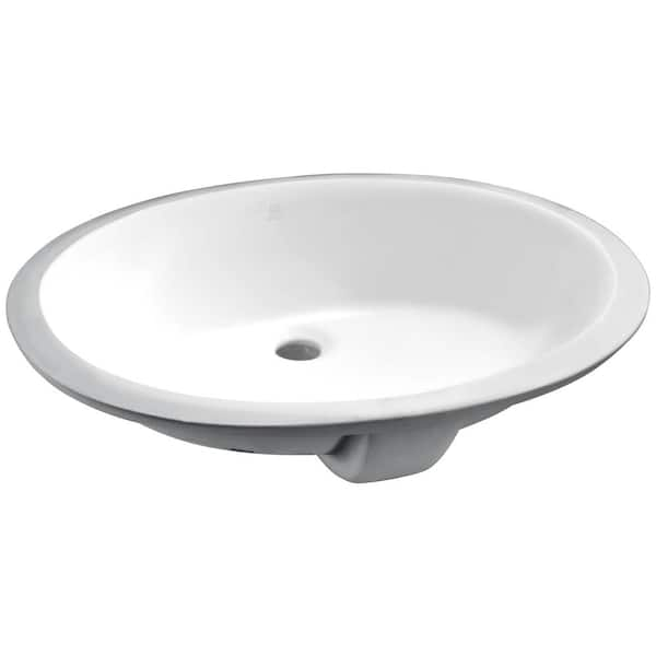 ANZZI Rhodes Series 21.5 in. Ceramic Undermount Sink Basin in White