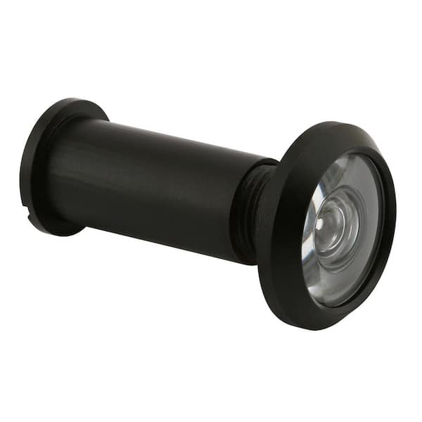 Prime-Line Door Viewer, 200°, UL, Matte Black, Solid Brass, 9/16