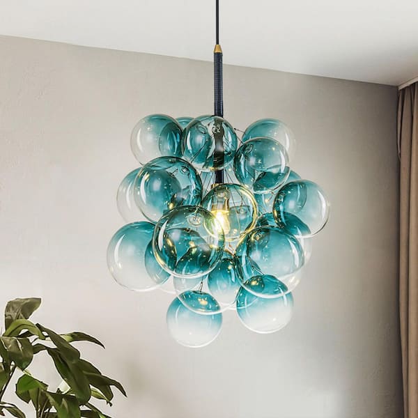 Stella Contemporary Glam Gradient Blue Grape Bunch Style 1-Light Island Pendant Light