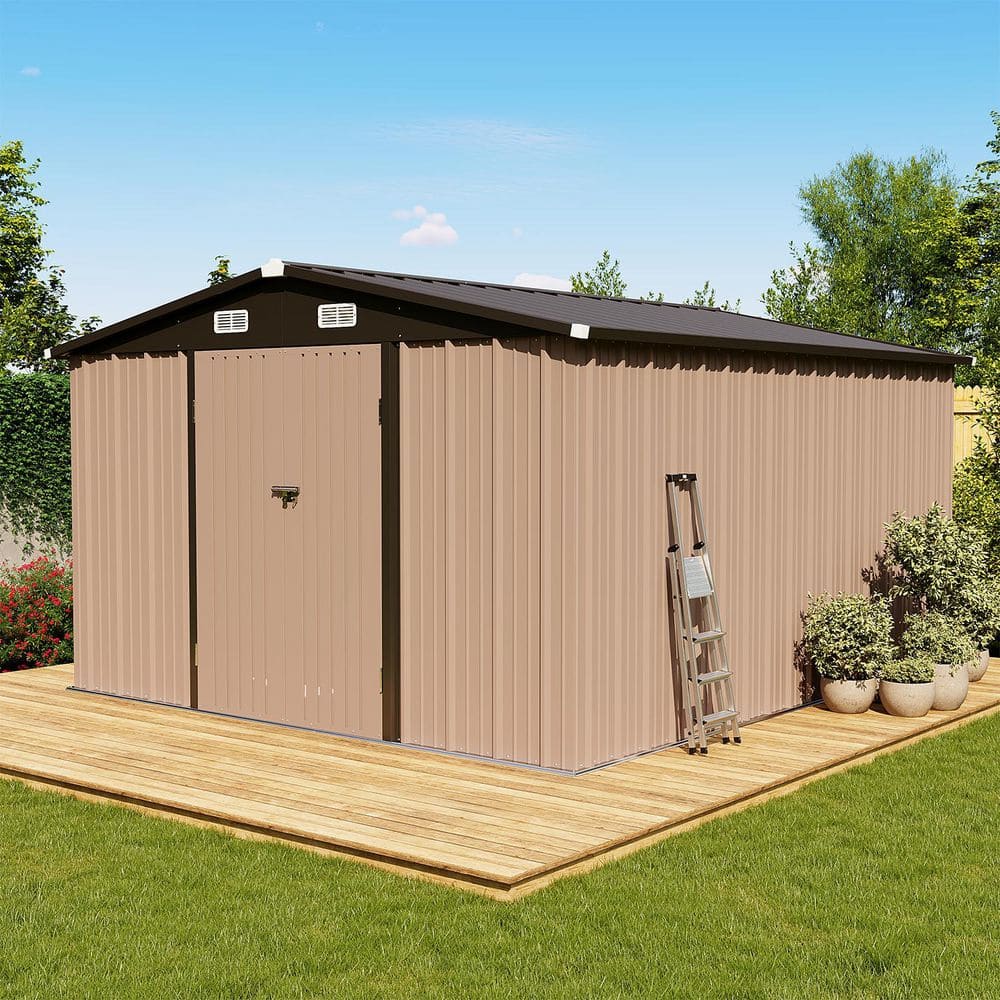 Sizzim Outdoor 9 ft. W x 12 ft. D Tool Shed Metal Storage Shed