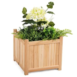 15 in. L x 15 in. W x 14 in. H Beige Wood Square Flower Planter Box Raised Vegetable Patio Lawn Garden Folding