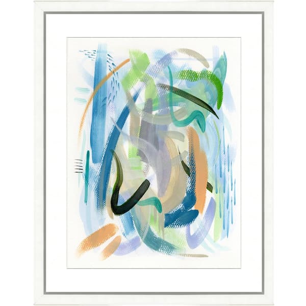 Vintage Print Gallery "Colorful brushstrokes II" Framed Archival Paper Wall Art (24 in. x 28 in. in full size)