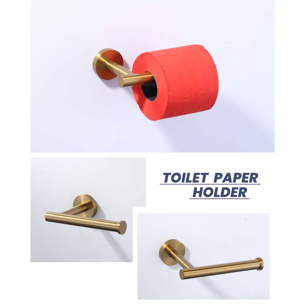 Brushed Gold Stainless Steel 6-Piece Bathroom Hardware Set